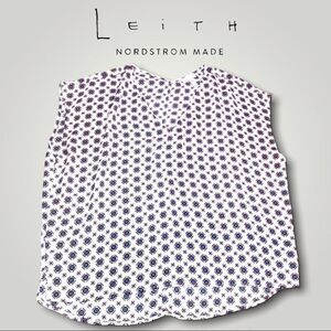 Leith Sheer V Neck Blouse Medium White